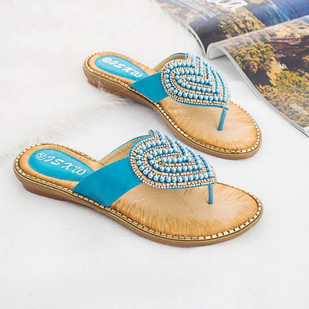 Asics Shoes 4e Vanccy Rhinestone Love heart Flip Flops