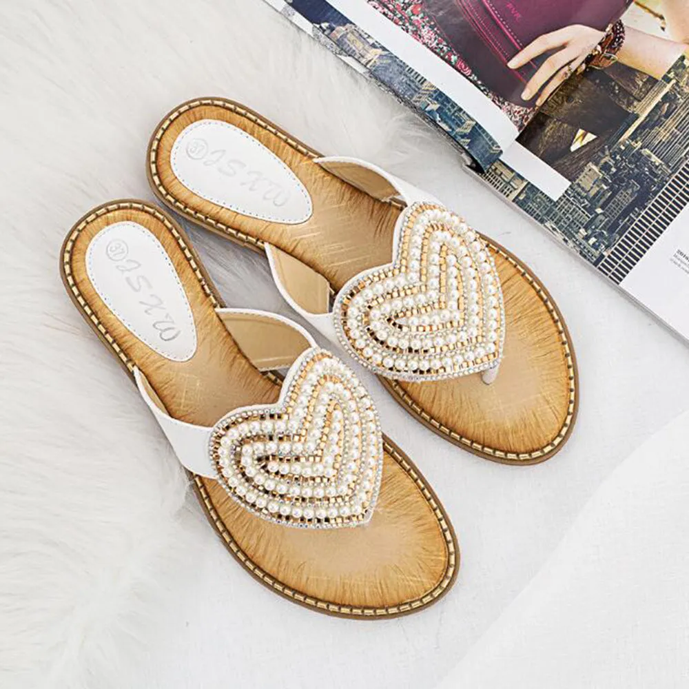 Vanccy Rhinestone Love heart Flip Flops Asics Shoes Nimbus 18