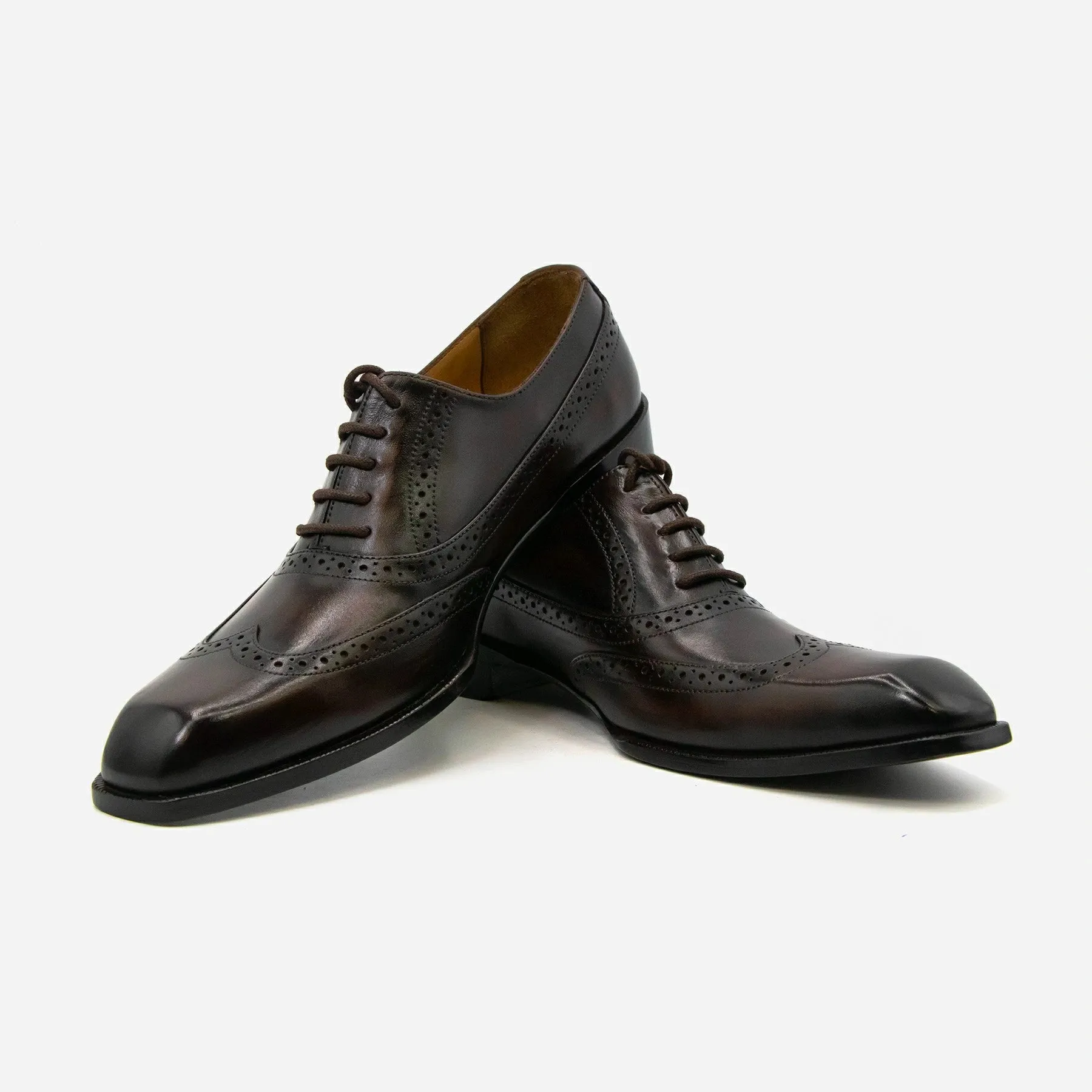 Dark Brown Black Wing Tip Brogue Leather Shoes Popular Asics Shoes 2024