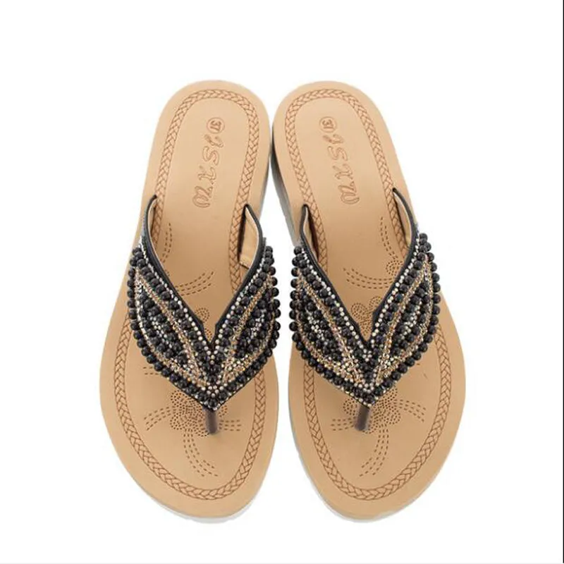 Asics Laceless Shoes Vanccy Rhinestone Eye Personality Pearl Slippers