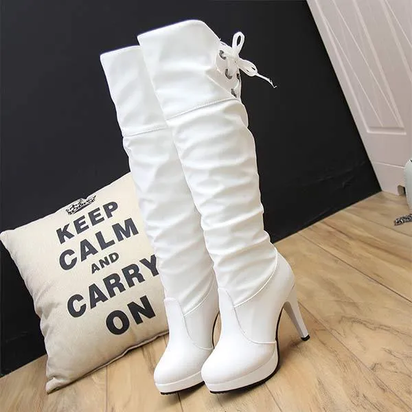Women's Stiletto Platform Knee High Boots 95191533C Adidas Crazy Light Basketball Shoes