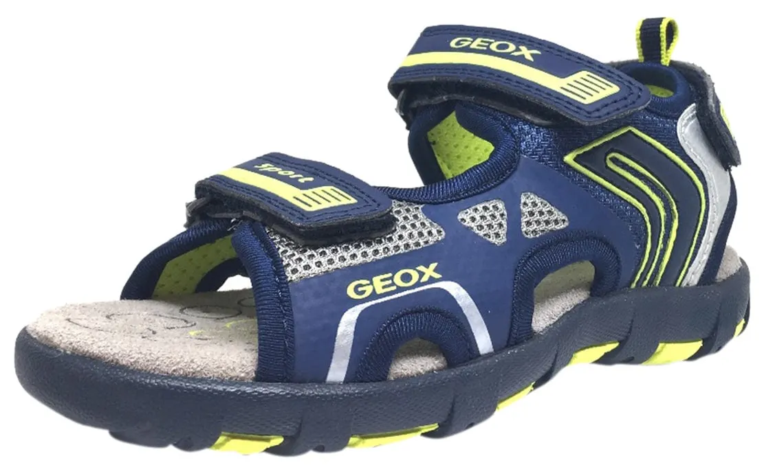 Geox Boy's Pianeta Navy & Lime Single Hook and Loop Strap Open Toe Sandal Asics Upcourt 5 Indoor Court Shoes