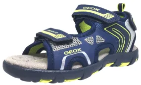 Geox Boy's Pianeta Navy & Lime Single Hook and Loop Strap Open Toe Sandal Asics Shoes With Duomax