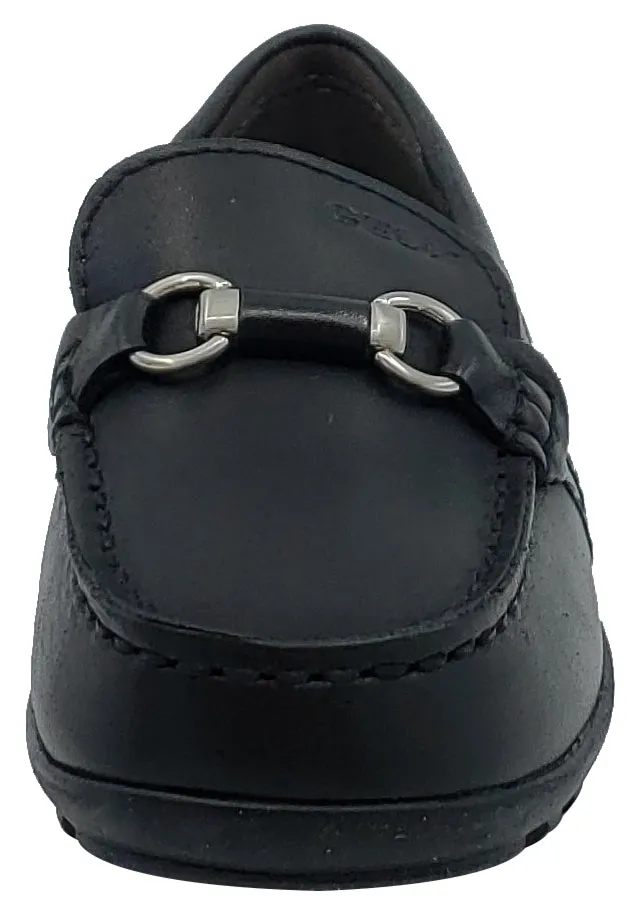 Geox Jr New Fast Mocassin Black Premium Leather Slip On for Boy's Asics Gel-flux 3 Running Shoe