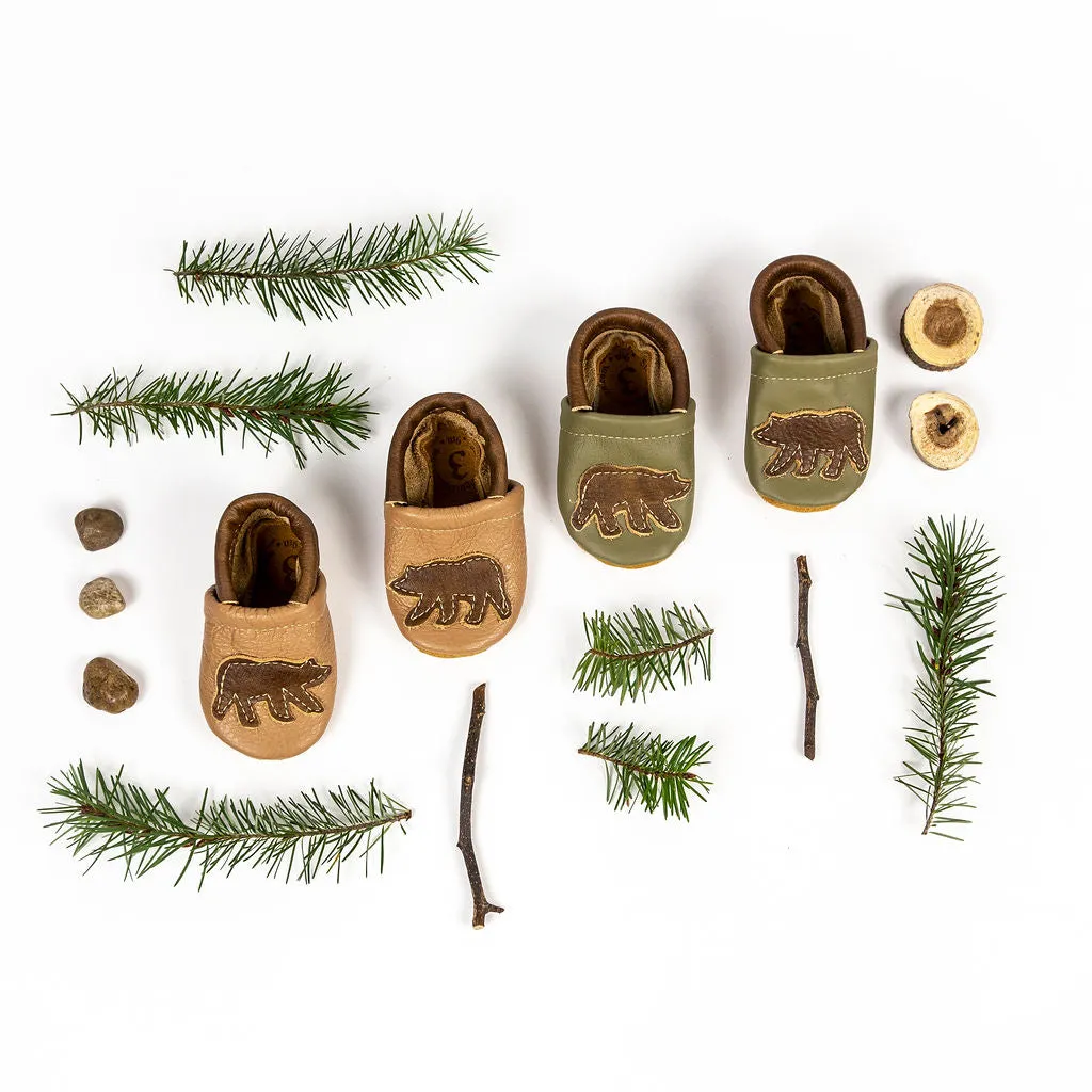 Bear on Oat & Lichen Leather Shoes  Baby and Toddler High Heel Bathtub