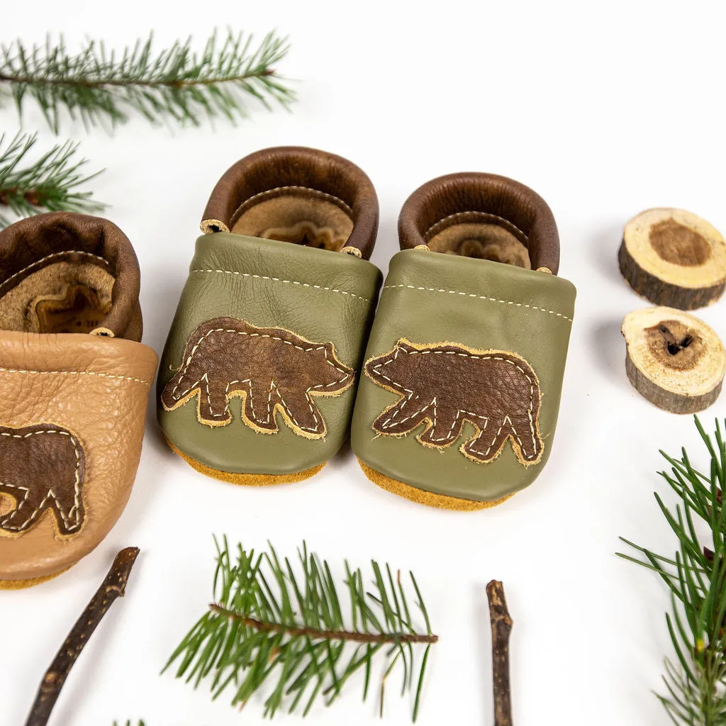 Bear on Oat & Lichen Leather Shoes  Baby and Toddler High Heel Shoes For Flat Feet