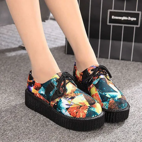 Creepers Shoes Woman plus size 35-41 platform Women Flats Shoes Open Toe Flat Bridal Shoes