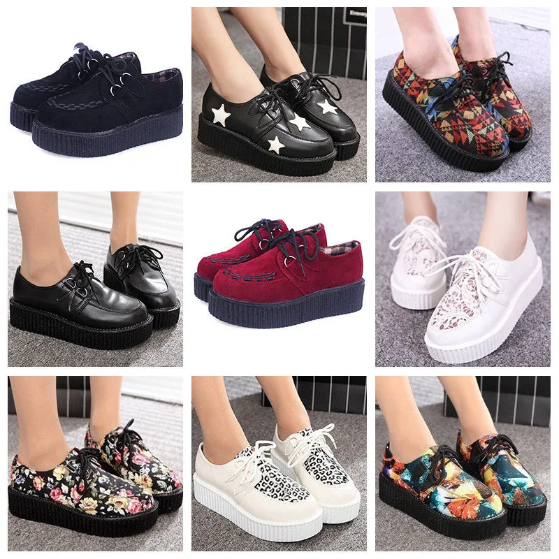 Creepers Shoes Woman plus size 35-41 platform Women Flats Shoes Wide Flat Wedding Shoes