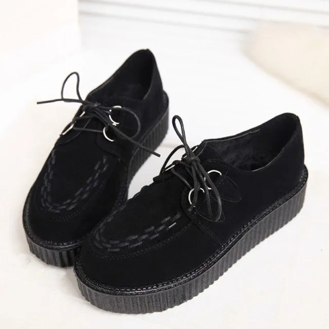 Creepers Shoes Woman plus size 35-41 platform Women Flats Shoes Gold Shoes
