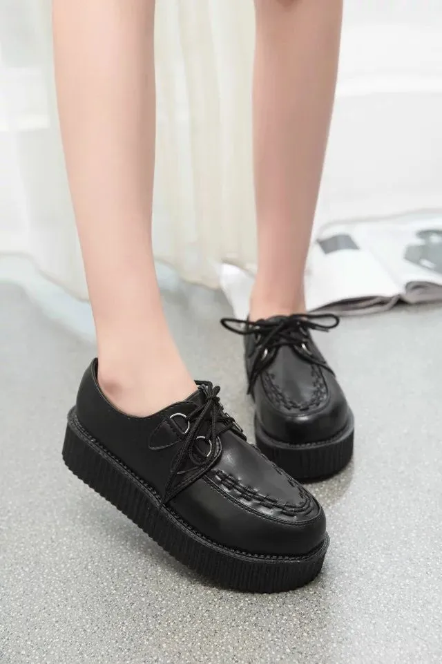 Creepers Shoes Woman plus size 35-41 platform Women Flats Shoes Wide Shoes For Flat Feet