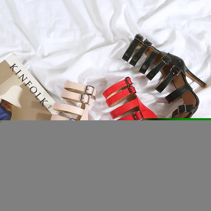 Belt buckle high-heeled sandals Boots Of Spanish Leather