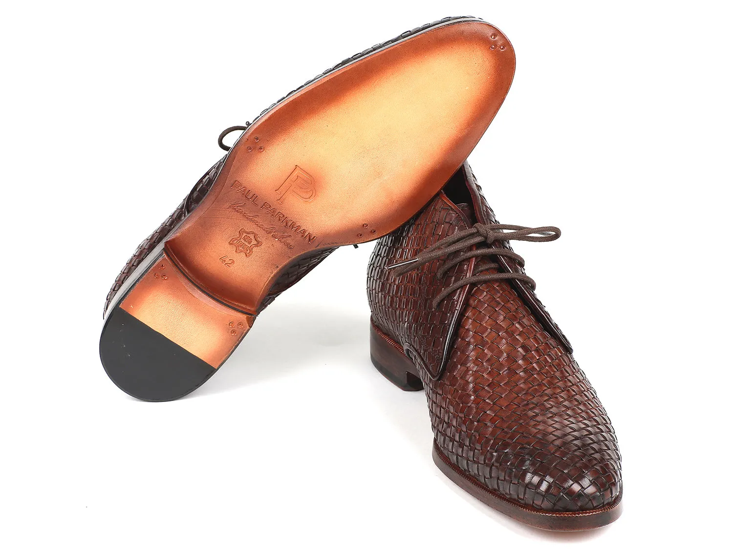 Paul Parkman Men's Brown Woven Leather Chukka Boots (ID#CK82WVN) Inez Boots