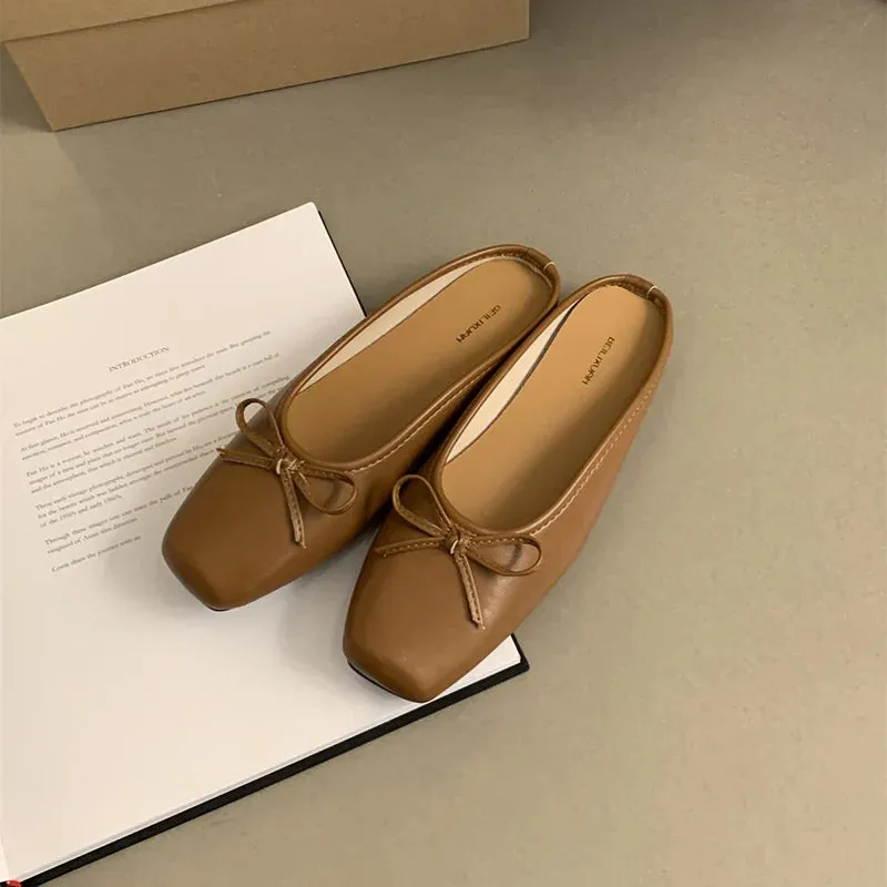 binfenxie  -  Summer Women Mules Slippers Fashion Shallow Butterfly-knot Slides Shoes Ladies Casual Outdoor Soft Sole Flats Heel Sandalias Ugg Boucle Slippers