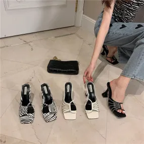 Dutch Clog Slippers binfenxie  -   Women Sandals Slippers Open Toe Thin High Heels Solid Color Casual Party Pumps Summer Dress Shoes Woman Size 35-39