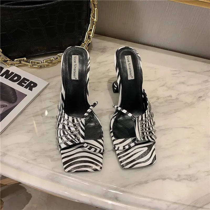 binfenxie  -   Women Sandals Slippers Open Toe Thin High Heels Solid Color Casual Party Pumps Summer Dress Shoes Woman Size 35-39 Shower Slides