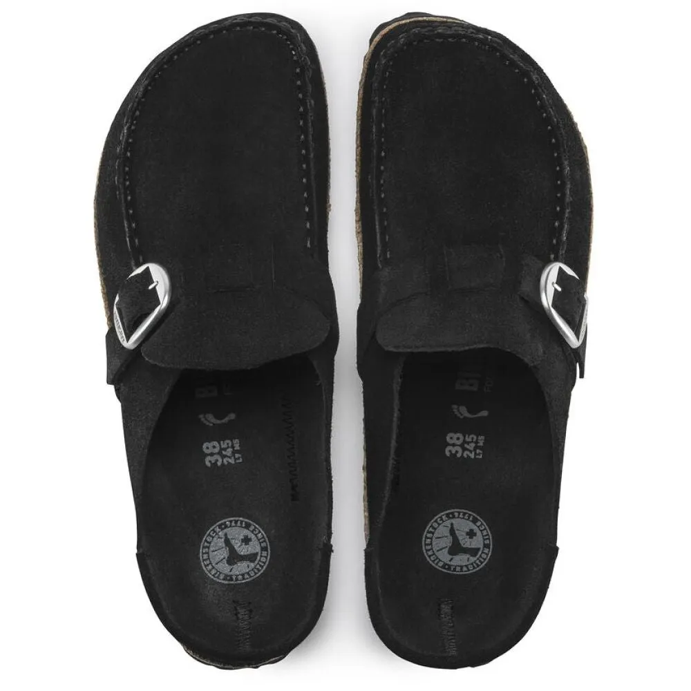 Ora Slide Birkenstock Women's Buckley Suede Leather in Black (Narrow Width)