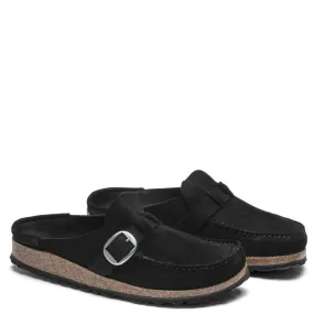 Birkenstock Women's Buckley Suede Leather in Black (Narrow Width) Slippers Definition