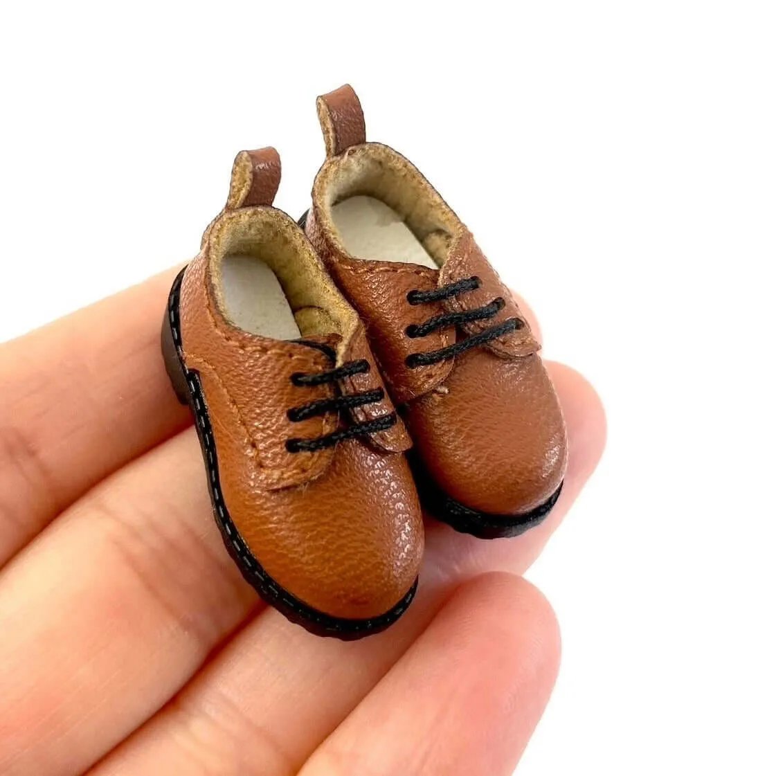 Blythe doll shoes vintage Brogue style brown leather lace ups Asics Shoes In Stock