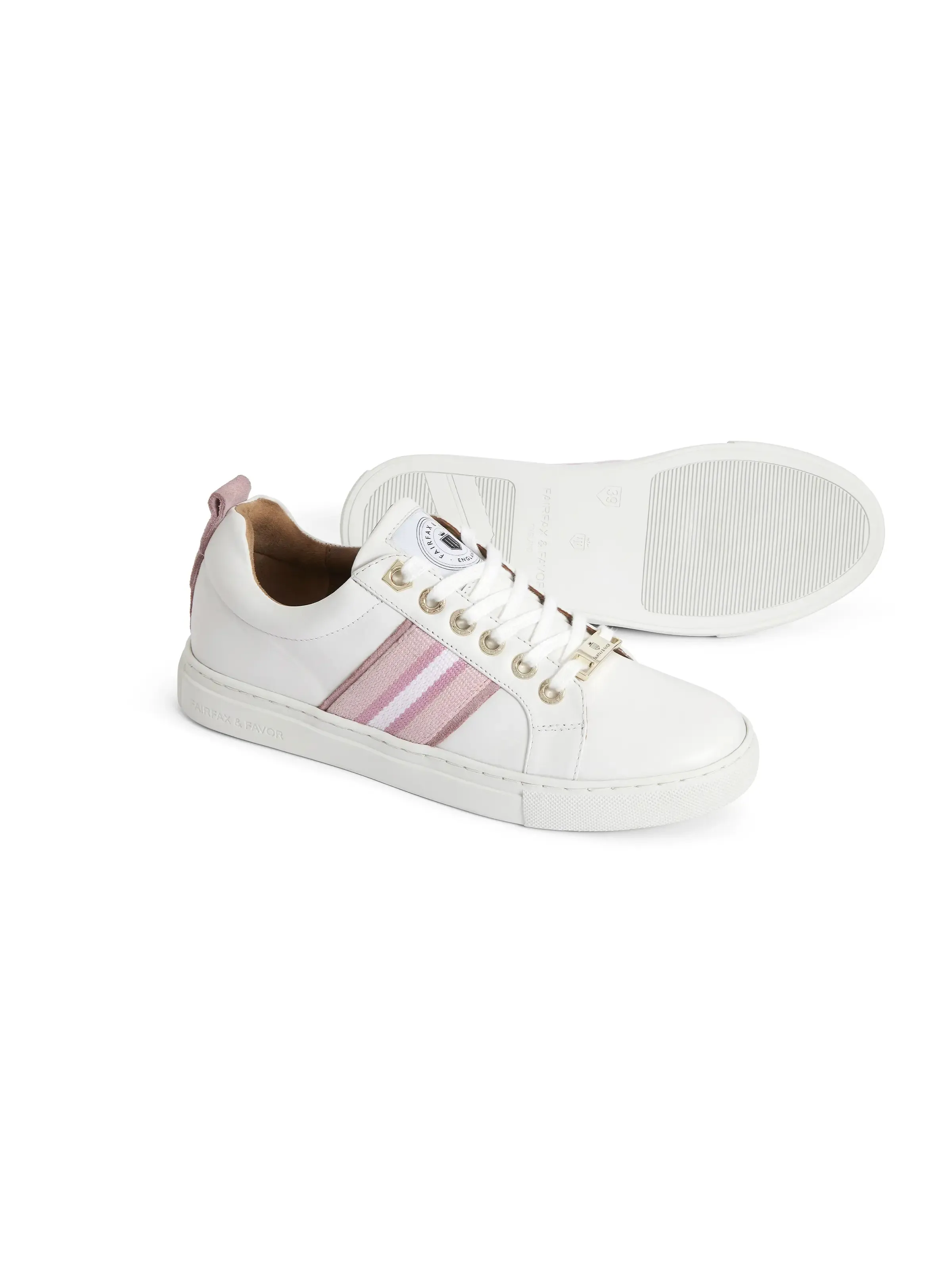 Tassel Loafers Suede Boston Trainer - White Leather - Breast Cancer Now Pink 2024