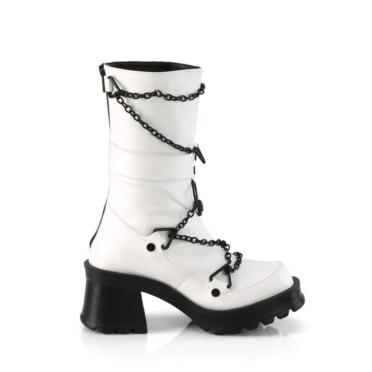 BRATTY-120 DemoniaCult White Vegan Leather Sexy Women's Mid-Calf & Knee High Boots (Alternative Footwear) Adidas Style Shoes