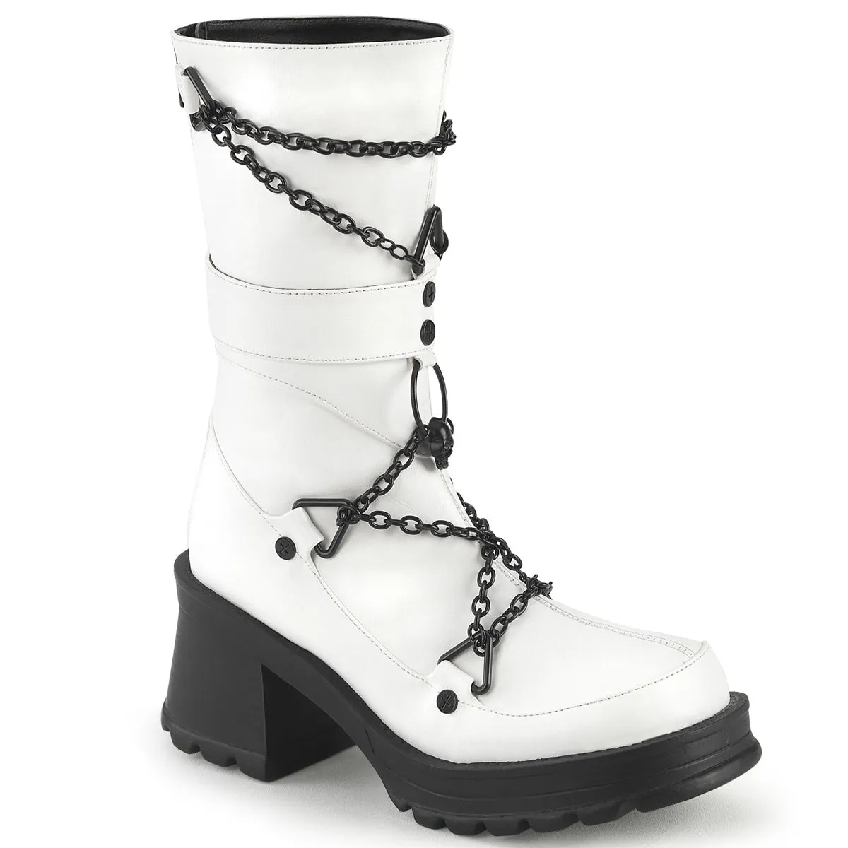 Adidas Springblade Shoes BRATTY-120 DemoniaCult White Vegan Leather Sexy Women's Mid-Calf & Knee High Boots (Alternative Footwear)