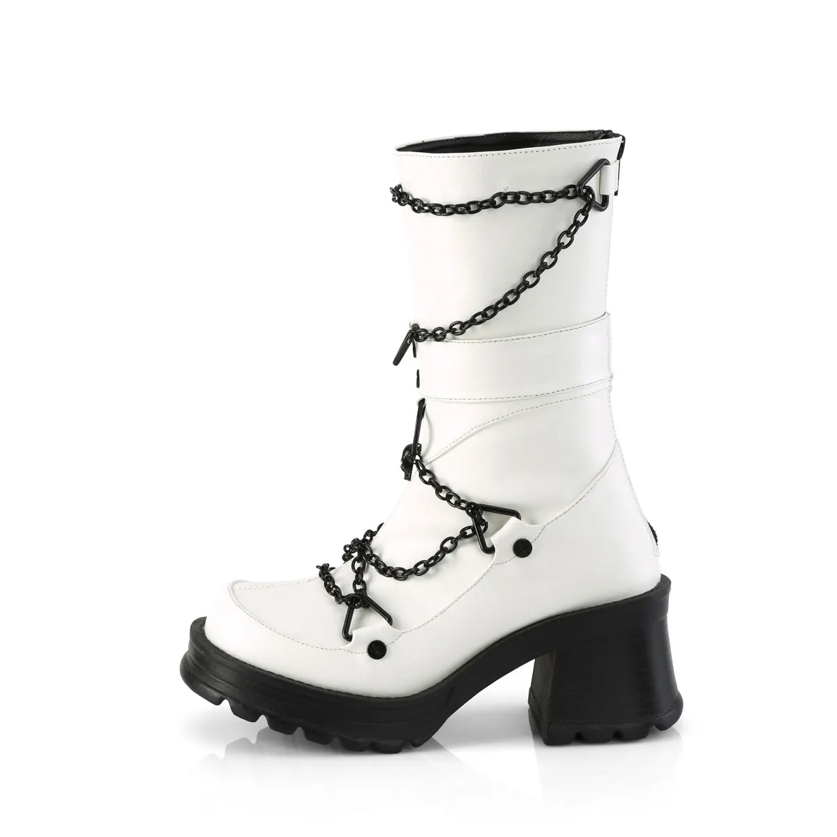 BRATTY-120 DemoniaCult White Vegan Leather Sexy Women's Mid-Calf & Knee High Boots (Alternative Footwear) Adidas Shoes The Brand With The 3 Stripes