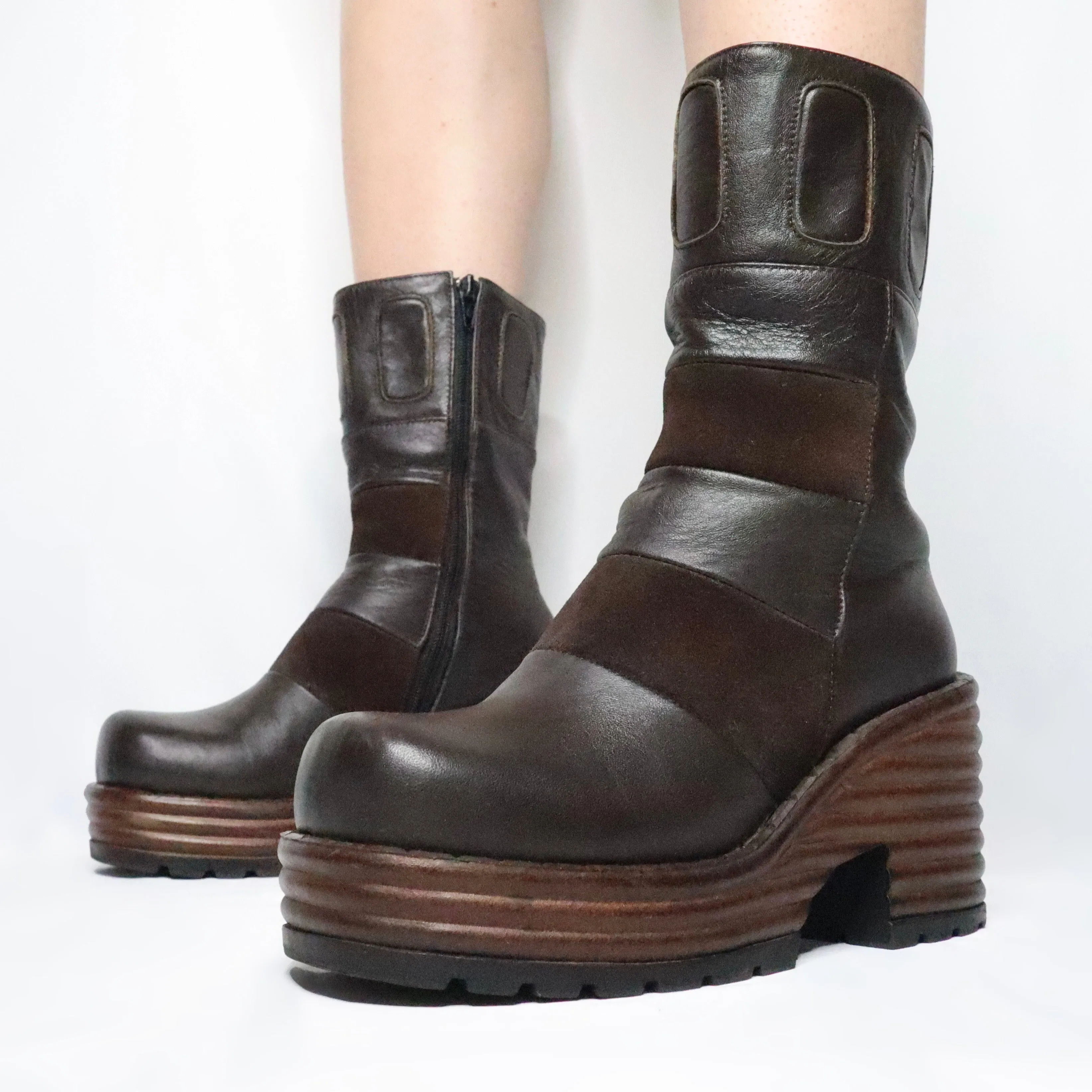 Brown Platform Boots(7 US) Adidas Daily Training Running Shoes