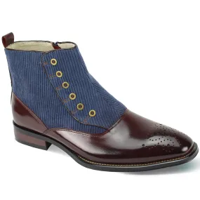 Burgundy and Blue Men's Giovanni Slip-on Leather Boot Dress Casual Design Romeo Work Boots