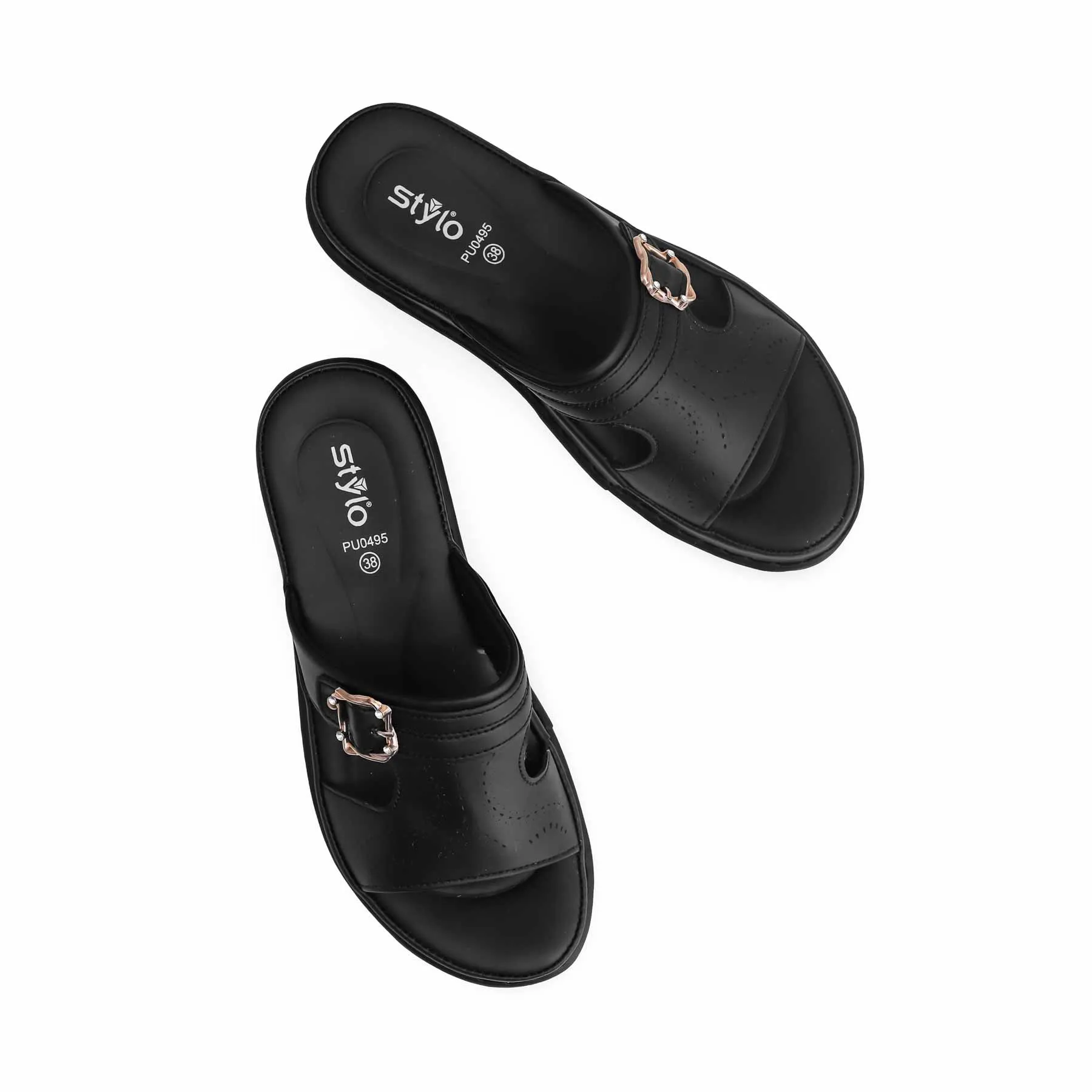 Black Platform Heel Slipper PU0495 Hey Dude House Slippers