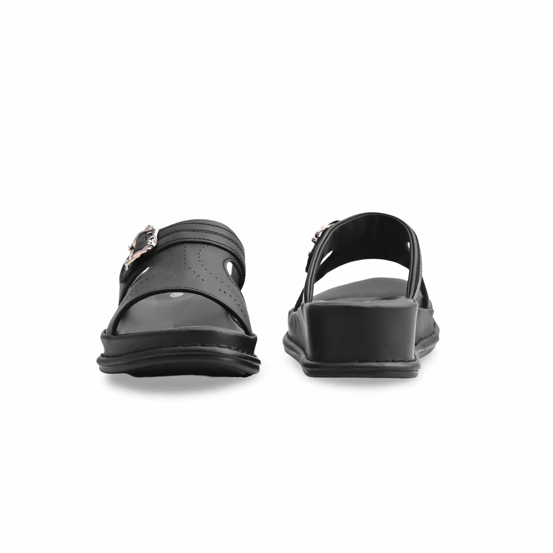 Joomra Pillow Slippers Black Platform Heel Slipper PU0495