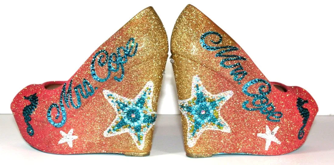 Wedge Wedding Shoes: Custom Ombre Peep Toe Beach Shoe Asics Lightweight Stability Running Shoes