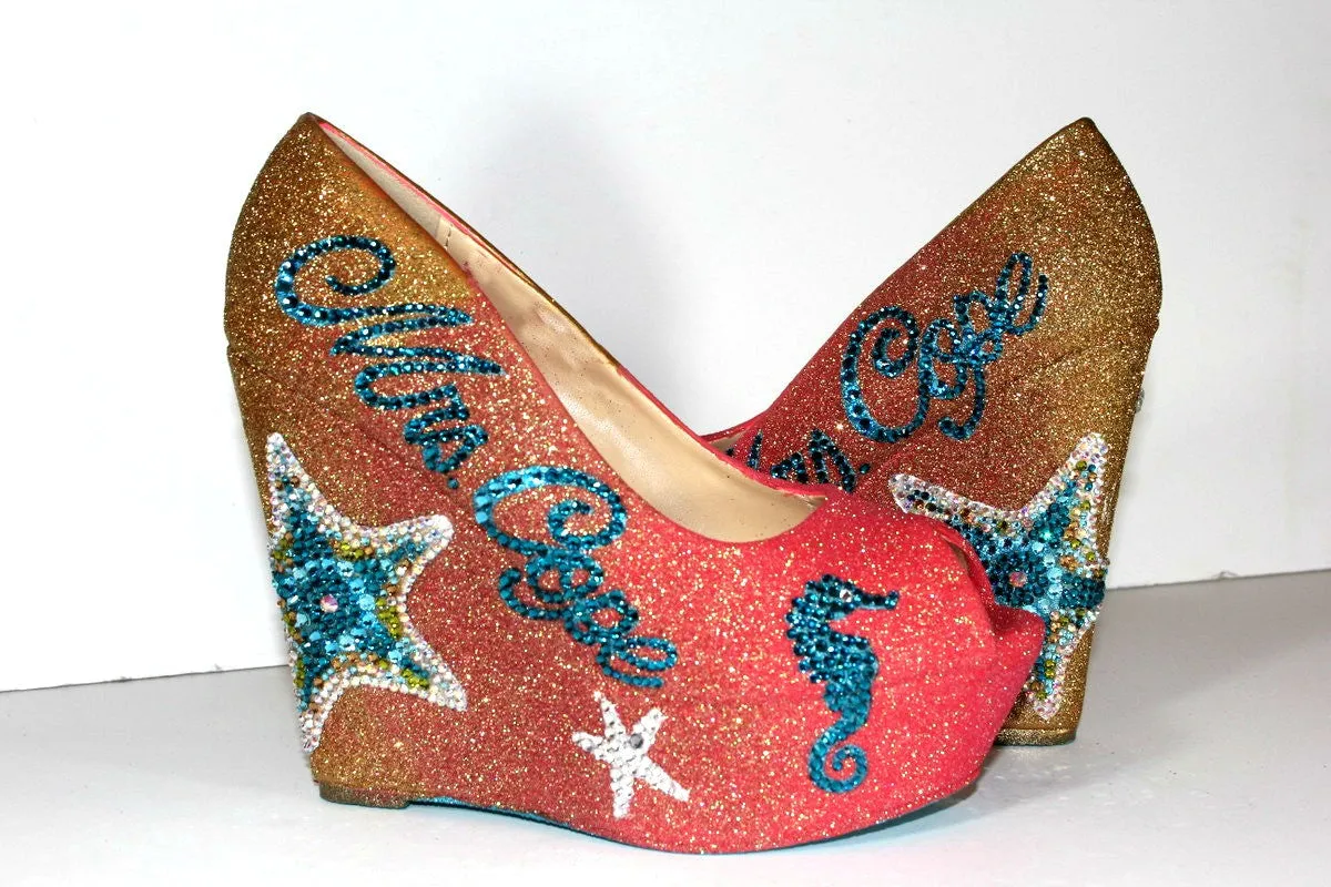 Asics 10k Shoes Wedge Wedding Shoes: Custom Ombre Peep Toe Beach Shoe