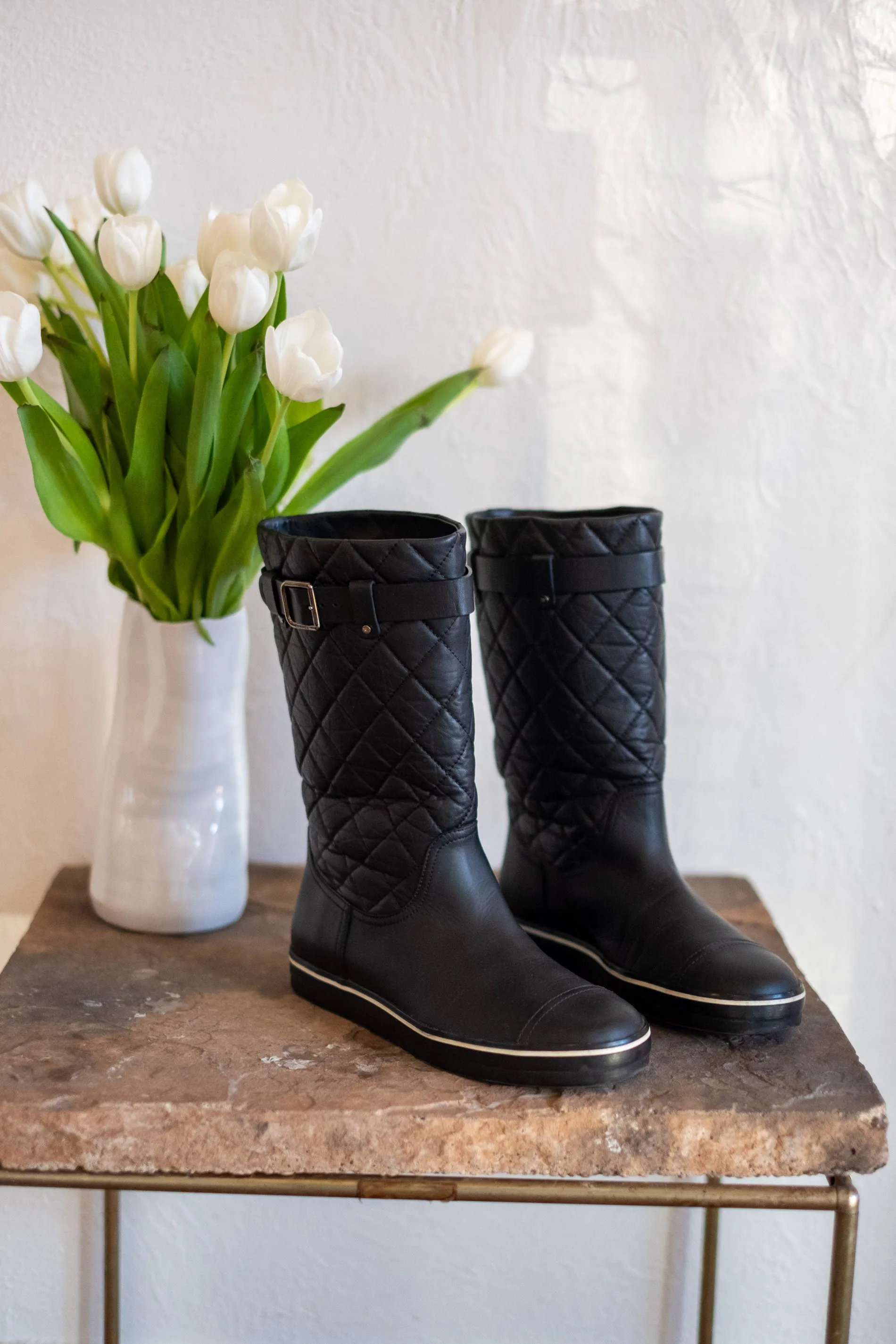 Adidas Football Soccer Shoes Chanel Quilted Leather Boot