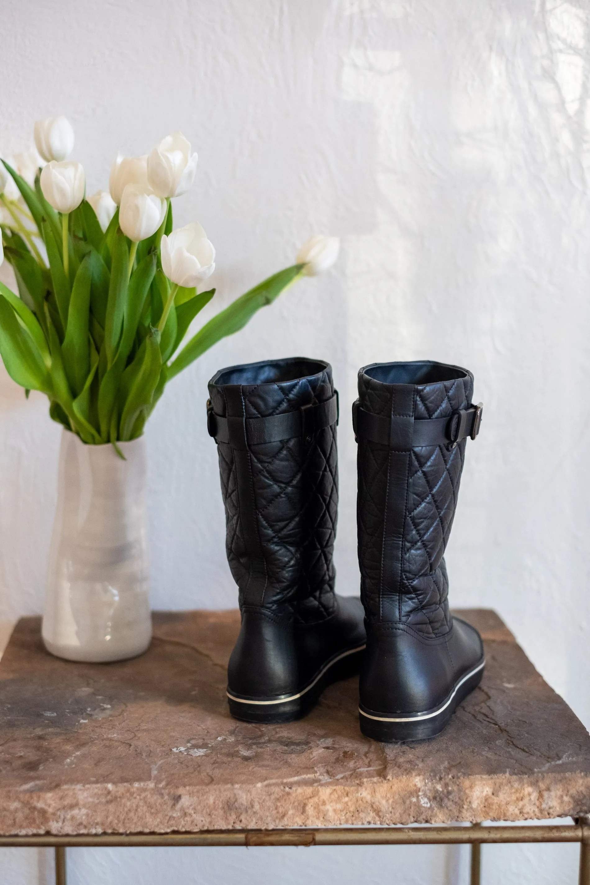 Chanel Quilted Leather Boot Adidas Cycling Shoes For Sale