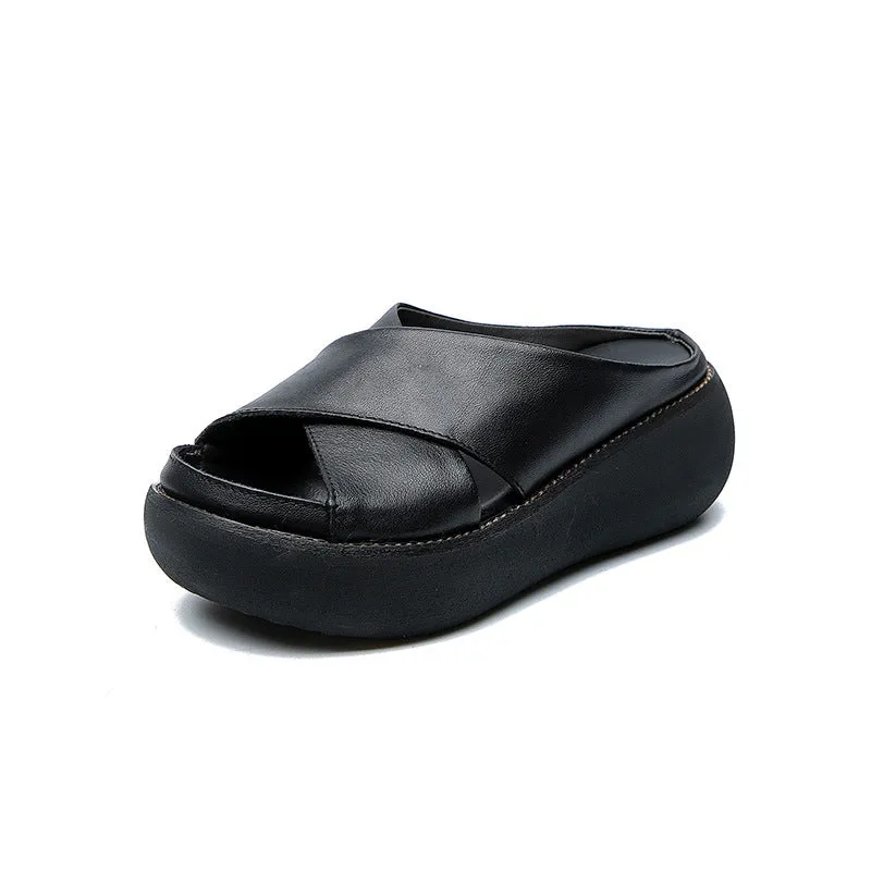 [Clearance]Summer Cross Strap Wedge Slippers 38 Where To Buy Slippers
