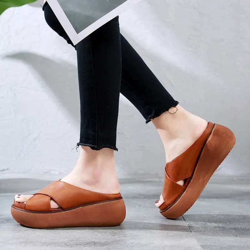 [Clearance]Summer Cross Strap Wedge Slippers 38 Best Friend Slippers
