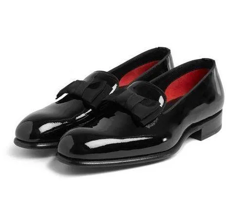 Christian Louboutin Men's Patent Black Loafers Bow-trimmed Asics Solution Speed Ff 3 All Court Shoes
