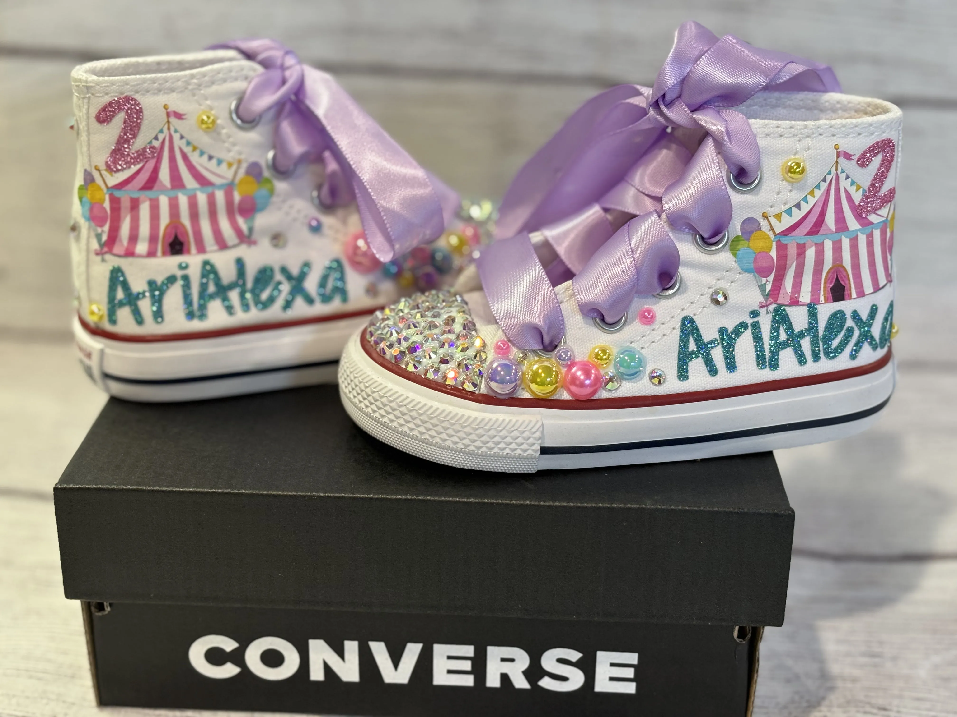 Asics High Top Running Shoes Circus Theme Sneakers shoes,  Custom Carnival bling converse, Circus Bling shoes
