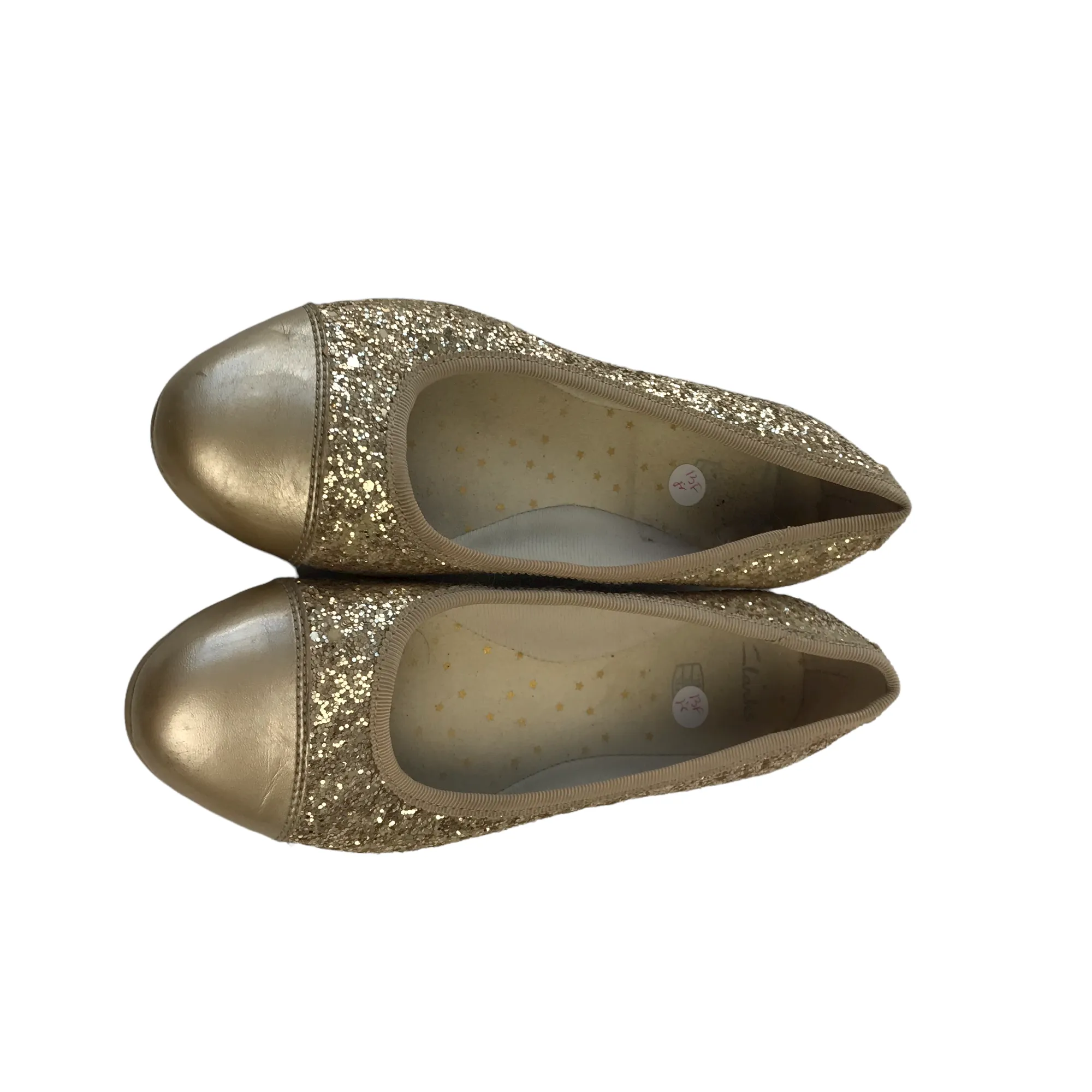 Asics Road Racing Shoes Clarks Golden Sparkly Ballerina Shoes Shoe Size 13F (jr)