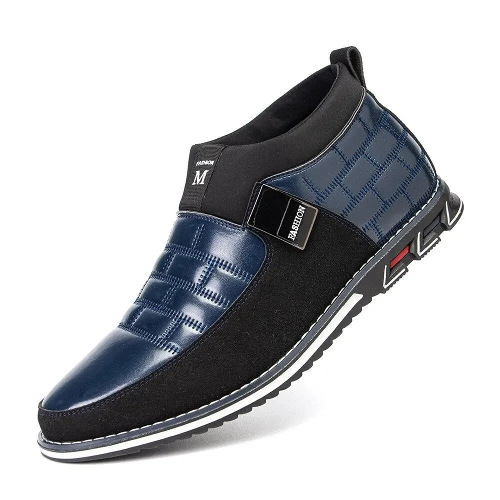 Work Boots With High Heels Classic Black Ankle Boots for Men  Comfortable Slip-On Style