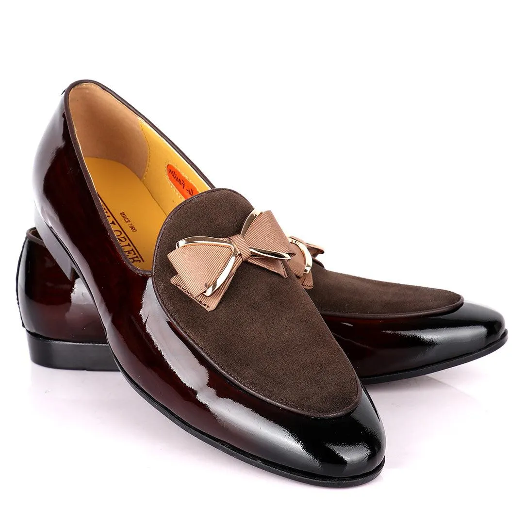 John Foster Wetlips With Half Suede Bow Designed Men's Shoe- Coffee Asics Shoes Technology