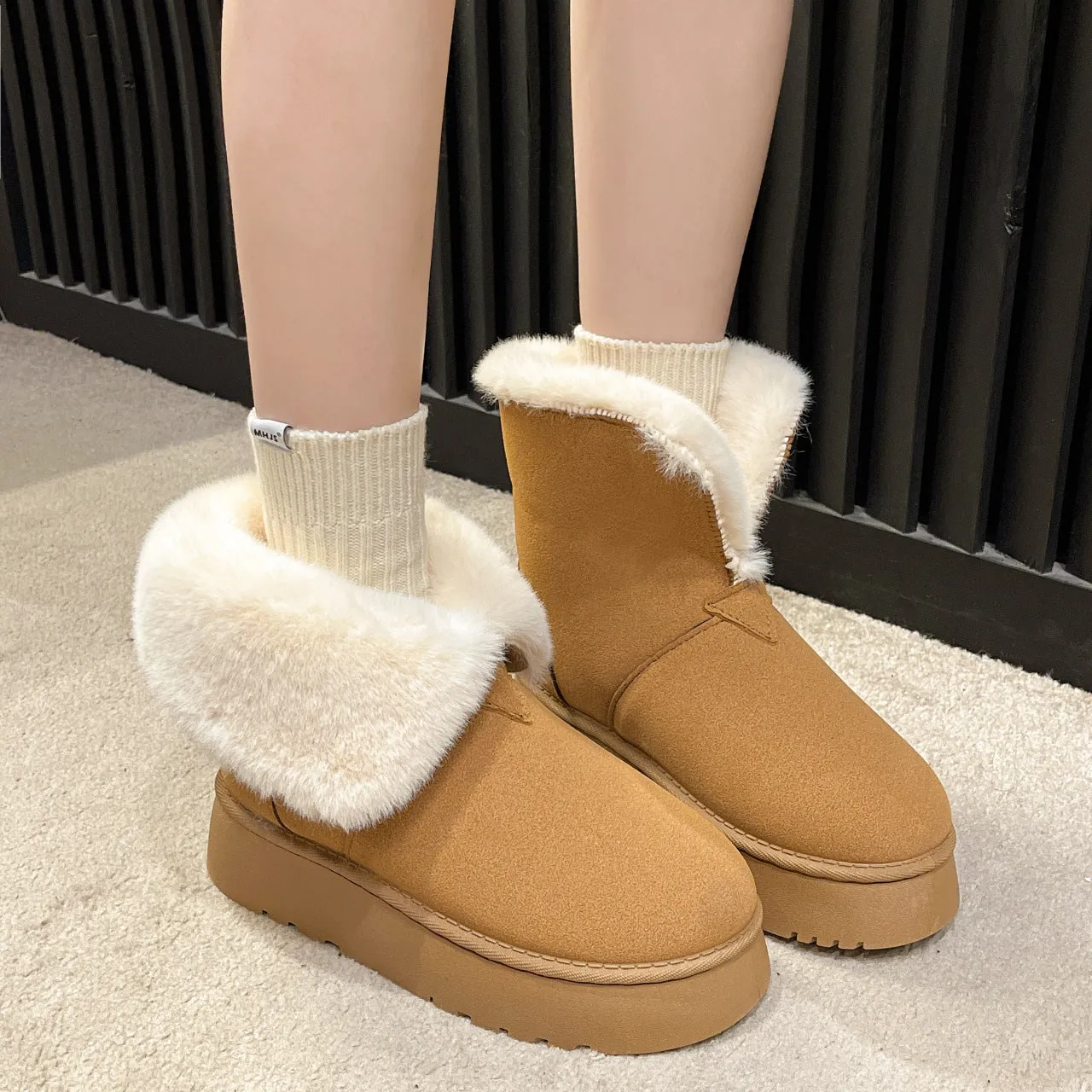 Winter Warm Snow Boots New Fashion Foldable Fleece Cotton Shoes For Women Plus Velvet And Thickened Plush Ankle Boots Vans Standard Zip Mte Snow Boot