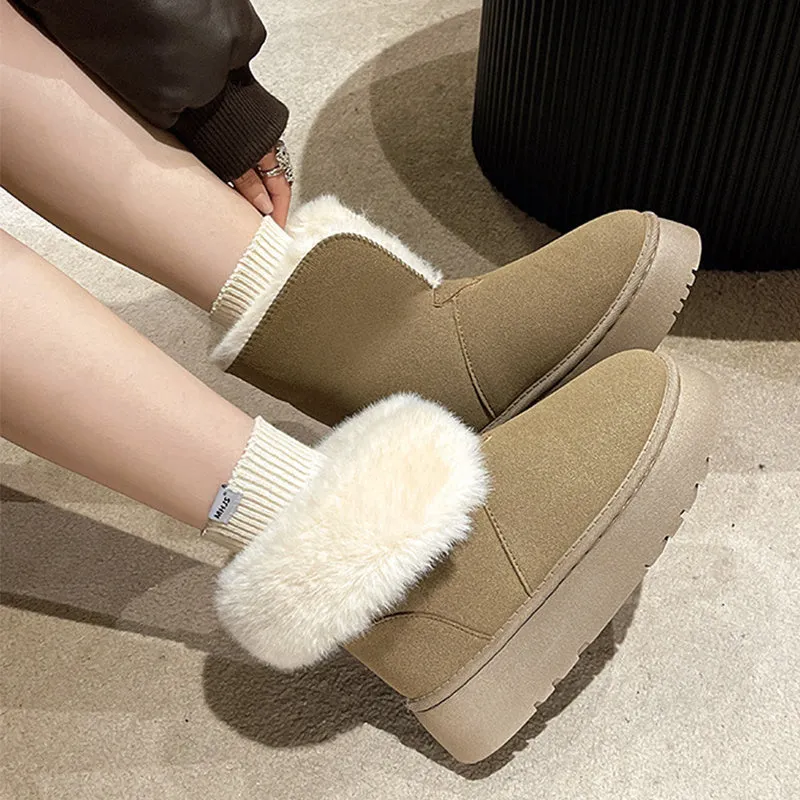 Winter Warm Snow Boots New Fashion Foldable Fleece Cotton Shoes For Women Plus Velvet And Thickened Plush Ankle Boots Hunter Snow Boots With Fur