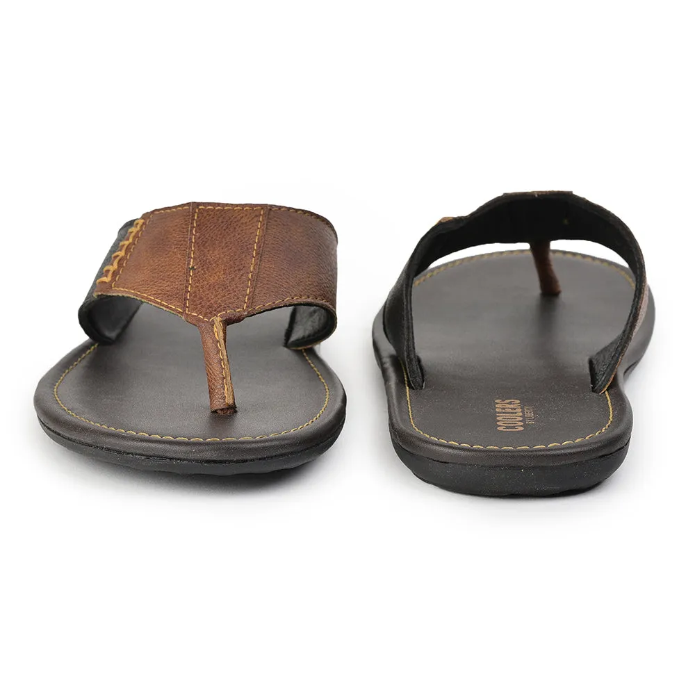 Customisable Slippers Coolers By Liberty AVN-13 Casual Tan Slippers & Flip-Flop For Men