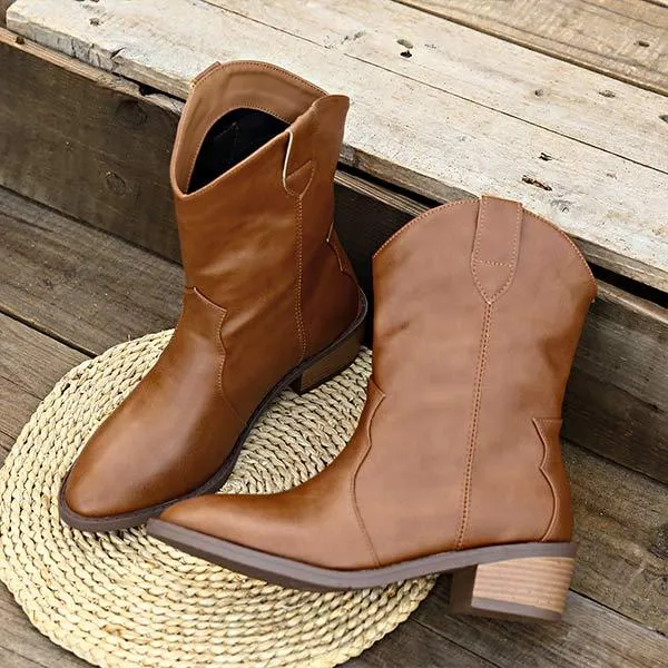 Women's Pointed Toe Chunky Heel Western Cowboy Boots 21154563C Youth Shoes Adidas