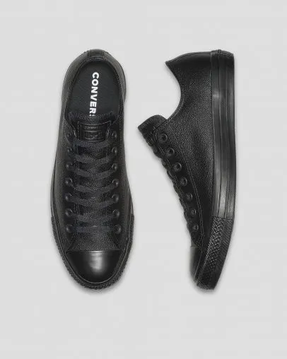 Converse Chuck Taylor Leather Low Shoe - Black Mono Asics Indoor Badminton Shoes