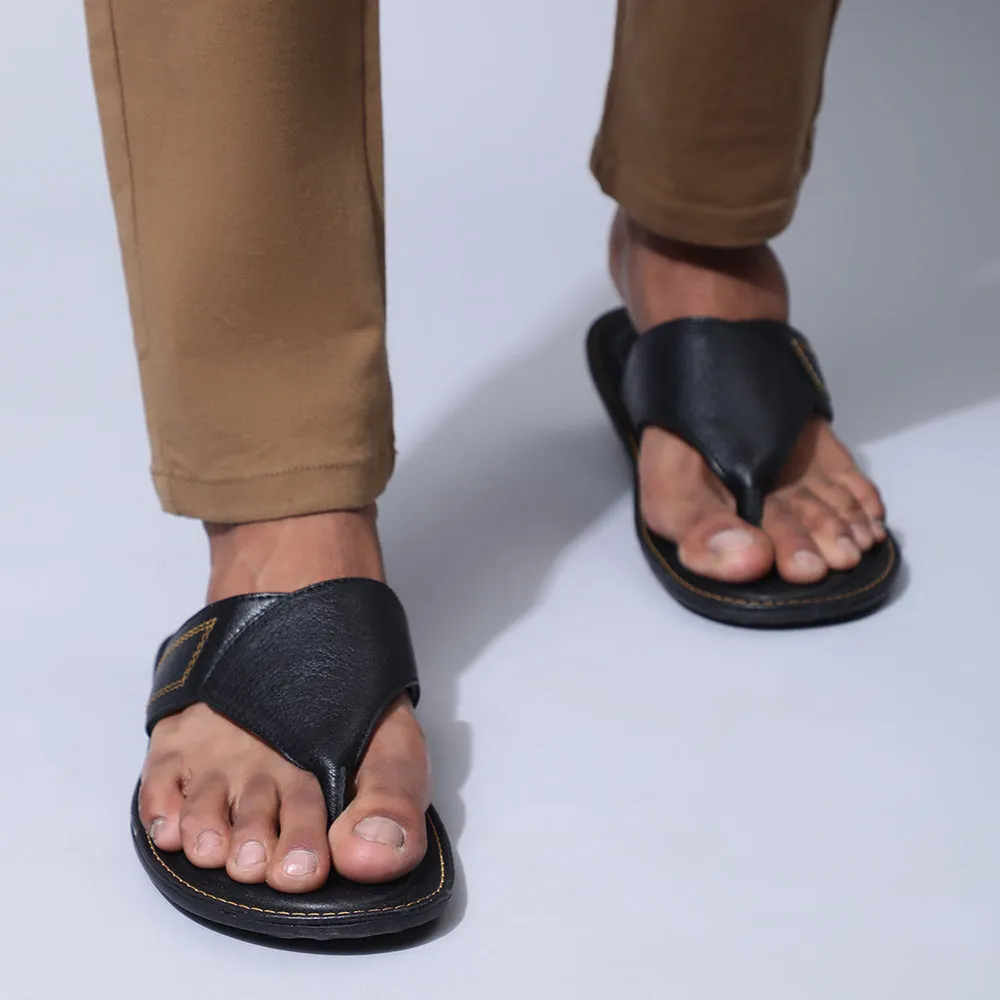 Coolers Casual Black Slippers For Men AVN-15 By Liberty Face Slippers