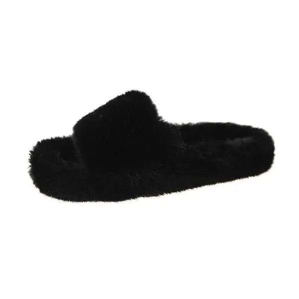 Ballet Slippers As Shoes COOTELILI Woman Slippers Winter Shoes For Women Platform Home Slippers Faux Fur Warm Shoes 3cm Heel Female Slides Plus Size 42