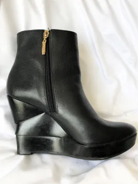 Diane von Furstenberg Size 7.5 Black Opalista Leather Platform Boots Youth Adidas Shoes