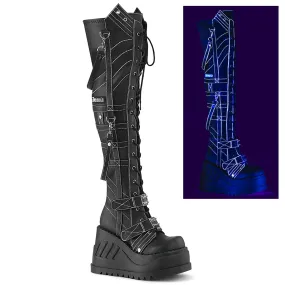 Adidas Q Shoes STOMP-310 DemoniaCult Black Vegan Leather Sexy Women's Over-the-Knee Boots (Alternative Footwear)